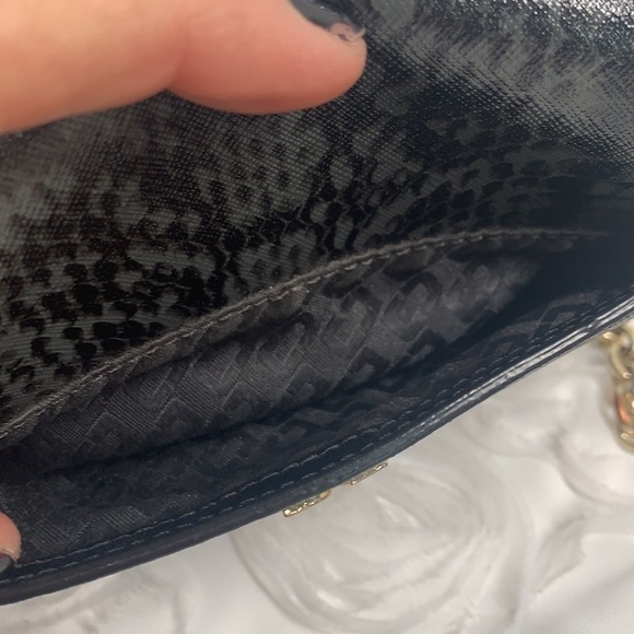 Diane Von Furstenberg 440 Black Leather Micro Mini Exotic Print Bag Chain Strap - Picture 8 of 16